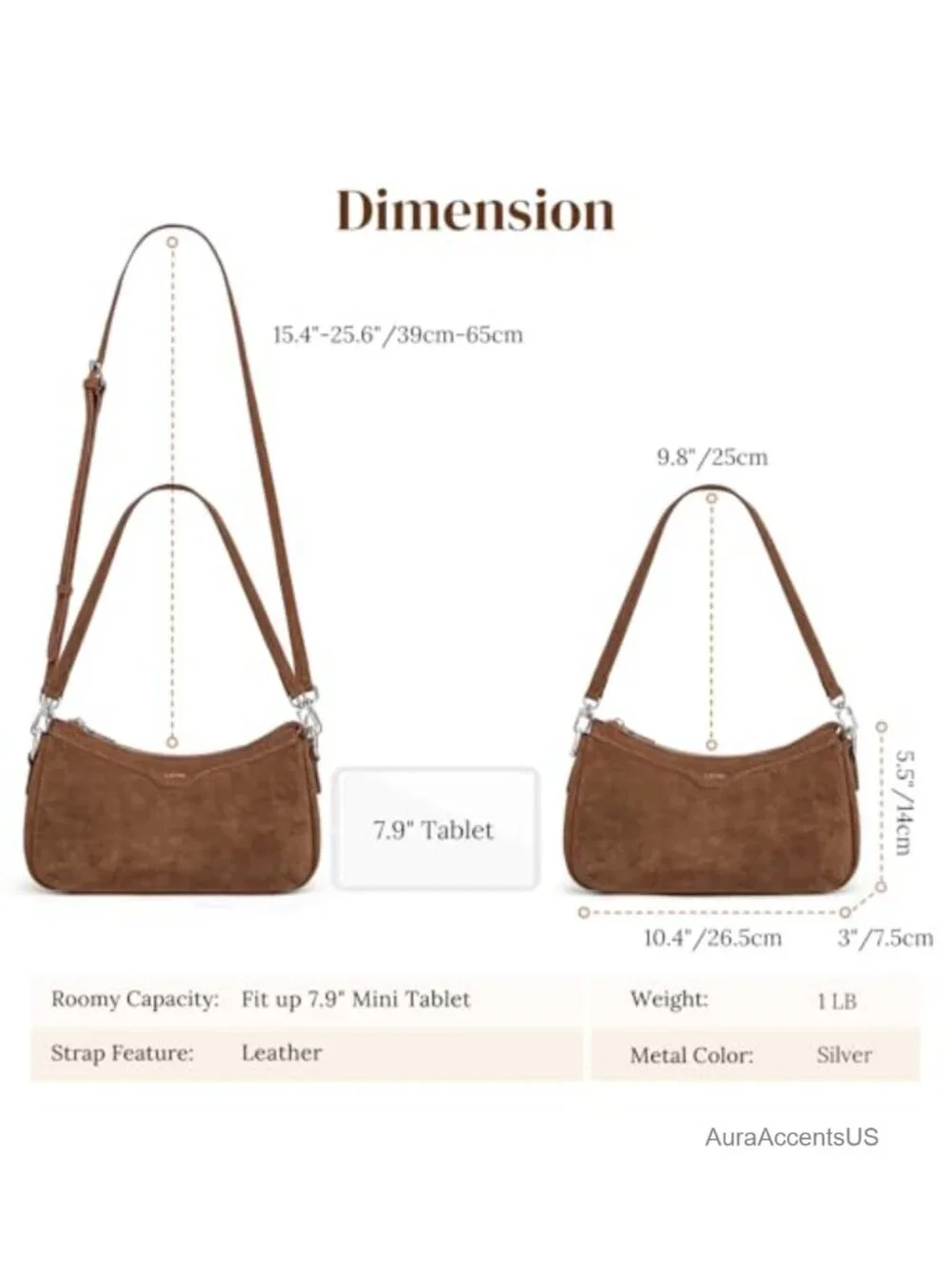 Small Leather Hobo Bag Crossbody Shoulder Purse with 2 Straps